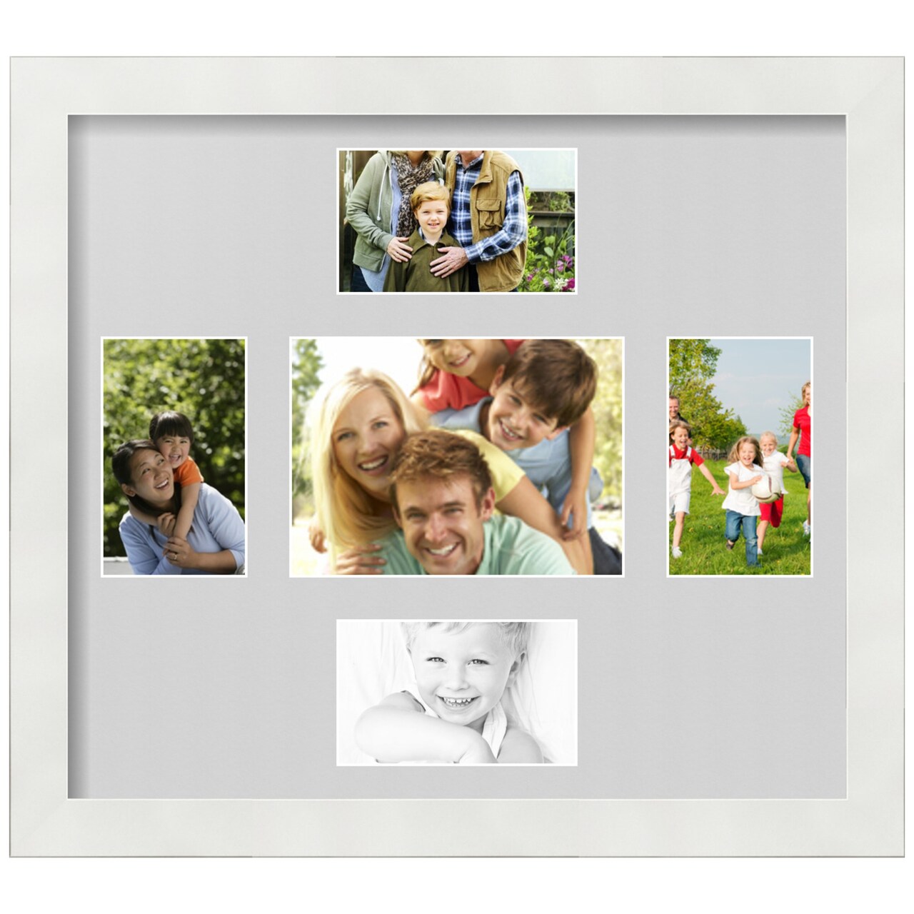 ArtToFrames Collage Photo Picture Frame with 1 - 5x7 and 4 - 3x5 inch Openings, Framed in White with Over 62 Mat Color Options and Regular Glass (CSM-3966-331)